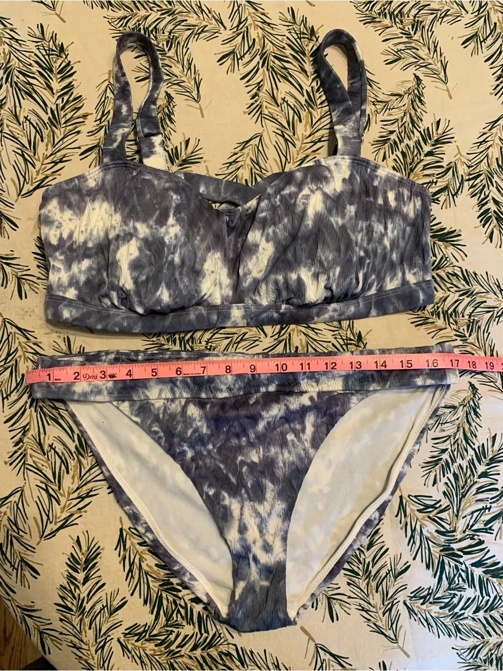 Athleta Tie-Dye Navy and White Bikini Set Top 40 DD Bottoms XL - Picture 11 of 11